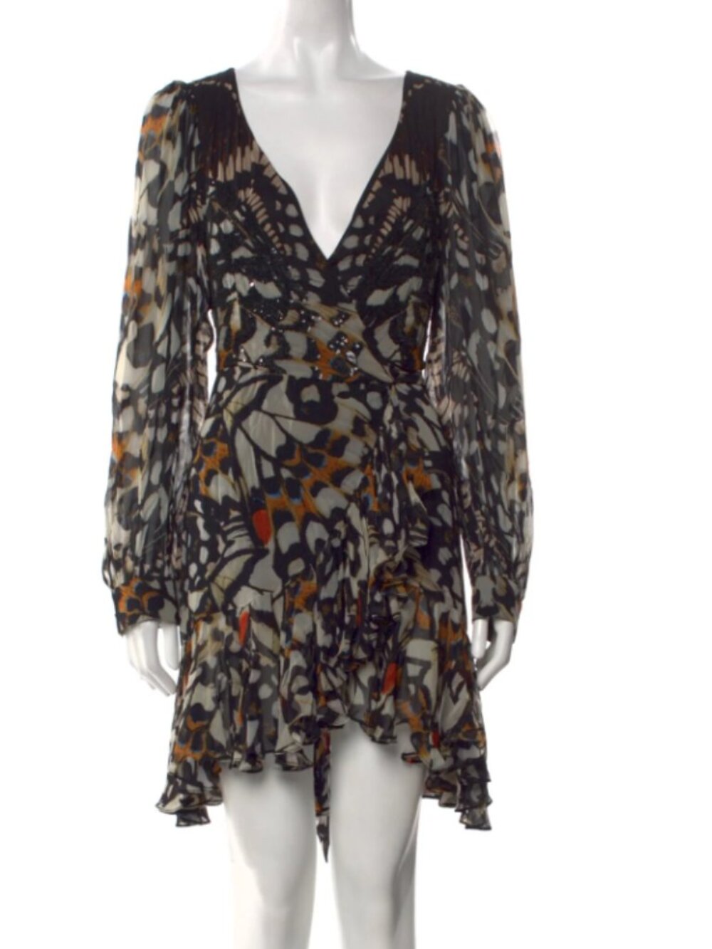 INSANE Temperely London Butterfly Print Silk Wrap Dress